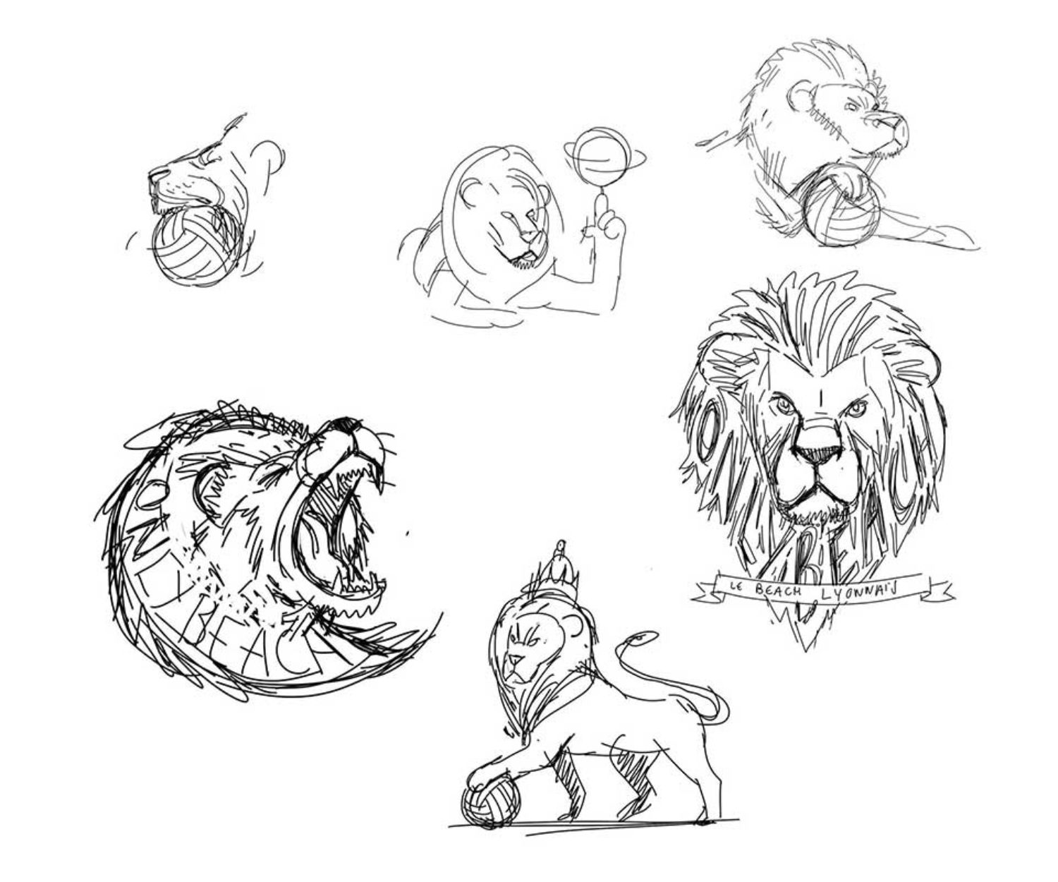 Brouillon des logos de la création d'Only Beach